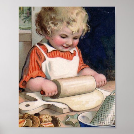 Kleines Mädchen backt Kekse Poster (Vorne)