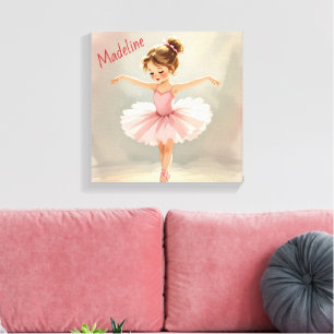 Kleines Mädchen-Balletttänzerin in rosa Tutu perso Leinwanddruck