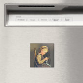 Kleines Mädchen beim Stricken Magnet (In Situ (Geschirrspüler))