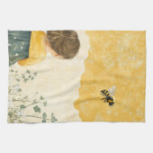 Kleines Mädchen beobachtet eine Hummel Geschirrtuch (Horizontal)