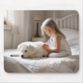 Kleines Mädchen betet mit Hund Mousepad (Vorne)