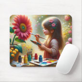 Kleines Mädchen Blume malen Mousepad (Mit Mouse)
