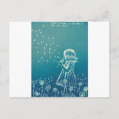 Kleines Mädchen, das auf einen Löwenzahn bläst Postkarte (Vorderseite)