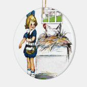 Kleines Mädchen, das Eier sammelt Keramik Ornament (Links)