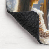 Kleines Mädchen, das einen Spiegel an einer Braut  Mousepad (Ecke)