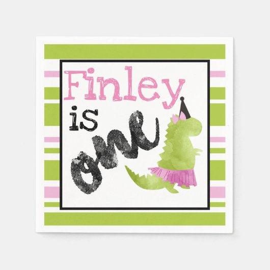 Kleines Mädchen Dinosaur Tutu Dinosaur Ballerina P Serviette (Vorderseite)