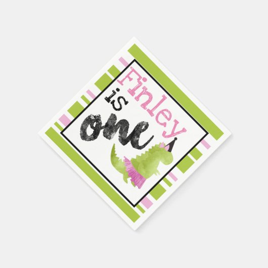 Kleines Mädchen Dinosaur Tutu Dinosaur Ballerina P Serviette (Ecke)