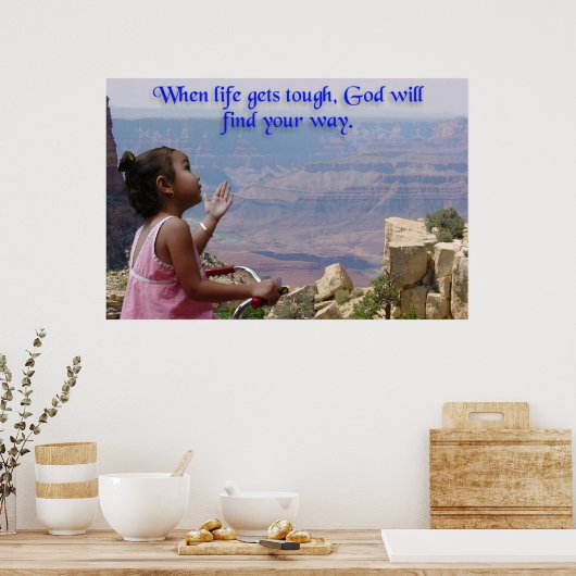 Kleines Mädchen Frage Gott Poster (Küche)