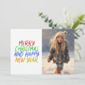 Kleines Mädchen fröhliche Schneefeste Feiertagskarte (Stehend Vorderseite)