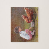 Kleines Mädchen Fütternd Hühner Original Art Puzzl Puzzle (Vertikal)
