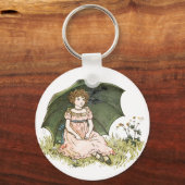 Kleines Mädchen genießt es auf den Sommerfeldern Schlüsselanhänger (Vorderseite)