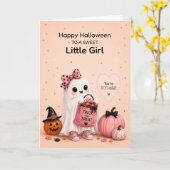 Kleines Mädchen Halloween Süßer Geist Karte (Gelbe Blume)