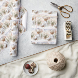 Kleines Mädchen hält ein Haustierkaninchen Geschenkpapier