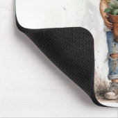 Kleines Mädchen hält einen zerbrochenen Blumentopf Mousepad (Ecke)