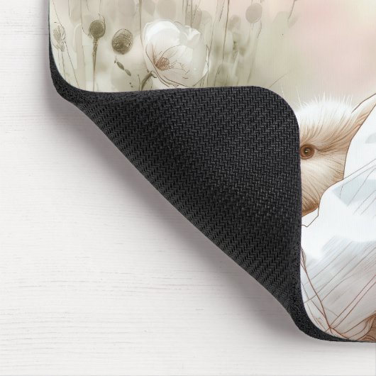 Kleines Mädchen hält ihren Haustier an der Sonne Mousepad (Ecke)