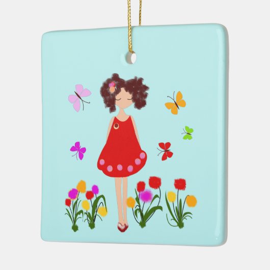 Kleines Mädchen im Garten Keramikornament (Links)