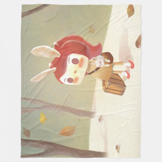 Kleines Mädchen im Wald verloren Fleecedecke (Vorderseite)