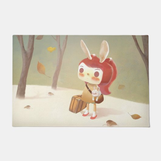 Kleines Mädchen im Wald verloren Fußmatte (Vorderseite)