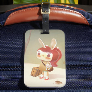 Kleines Mädchen im Wald verloren Gepäckanhänger