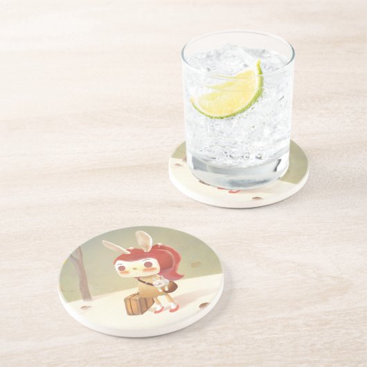 Kleines Mädchen im Wald verloren Getränkeuntersetzer (Seite)