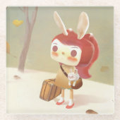 Kleines Mädchen im Wald verloren Glasuntersetzer (Vorderseite)