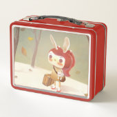 Kleines Mädchen im Wald verloren Metall Brotdose (Rückseite)