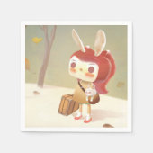 Kleines Mädchen im Wald verloren Serviette (Vorderseite)