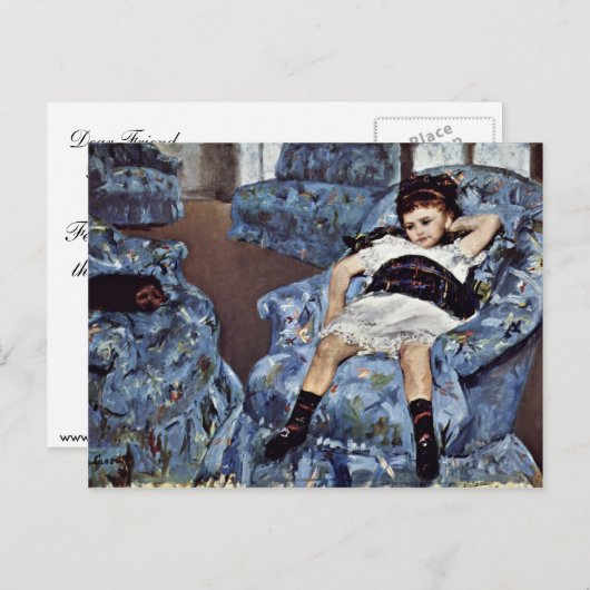 Kleines Mädchen in blauer Sessel von Cassatt Mary Postkarte (Vorne/Hinten)