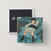 Kleines Mädchen in einem blauen Lehnsessel, 1878 Button (Vorne & Hinten)