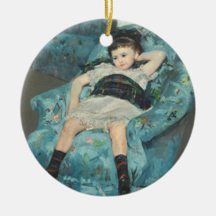 Kleines Mädchen in einem blauen Lehnsessel, 1878 Keramik Ornament