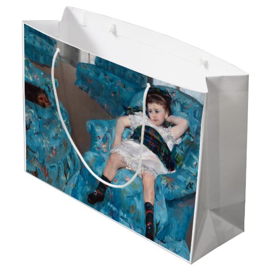 Kleines Mädchen in einem blauen Sessel, Cassatt Große Geschenktüte (Rückseite Schrägansicht)