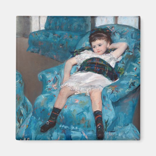 Kleines Mädchen in einem blauen Sessel, Cassatt Magnet (Vorne)
