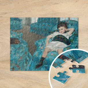 Kleines Mädchen in einem blauen Sessel   Mary Cass Puzzle
