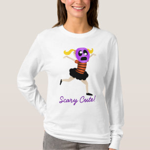 Kleines Mädchen in einem Halloween-Maske "Beängsti T-Shirt