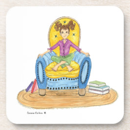 Kleines Mädchen in einem Stuhlgetränk Untersetzer