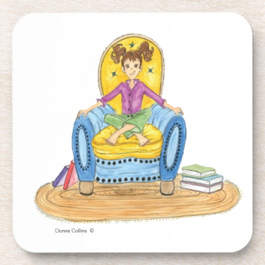 Kleines Mädchen in einem Stuhlgetränk Untersetzer (Vorderseite)