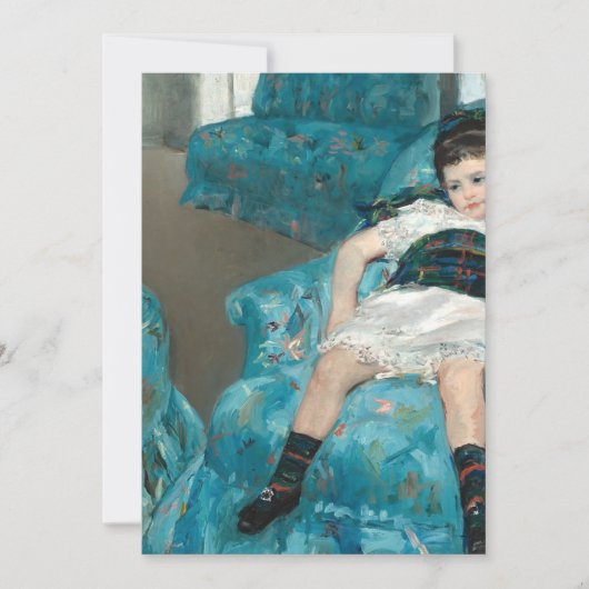 Kleines Mädchen in einer blauen Sessel - Mary Cass Einladung (Vorderseite)