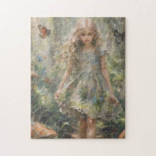 Kleines Mädchen in einer fantasievollen Szene Puzzle