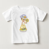 Kleines Mädchen in Gelben Osterkleid Holding Blume Baby T-shirt (Vorderseite)