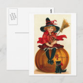 Kleines Mädchen in Hexenkostüm Postkarte (Vorne/Hinten)