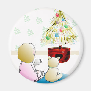 Kleines Mädchen in NightgownWeihnachtsabend Magnet