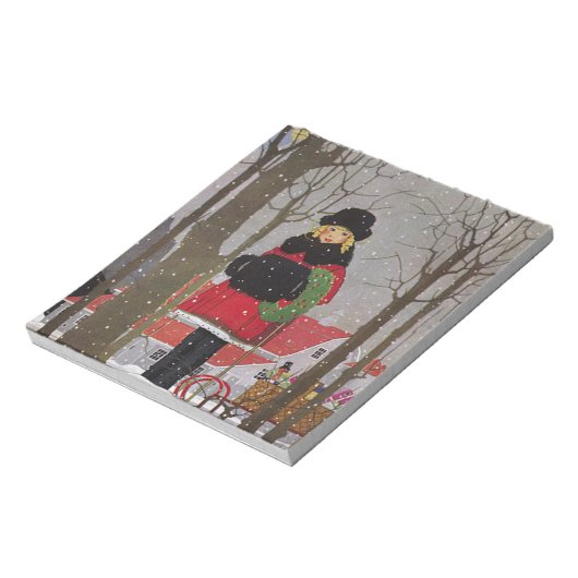 Kleines Mädchen in Red Coat Notizblock (Rotiert)