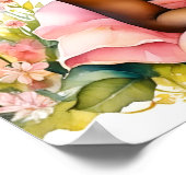 Kleines Mädchen in rosa Blume Wasserfarben Kunst Poster (Ecke)