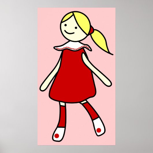 Kleines Mädchen in rotem Kleid Poster (Vorne)