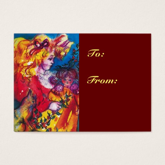 KLEINES MÄDCHEN, KATZE, HÜBSCH DOLL Red Christmas (Vorderseite)