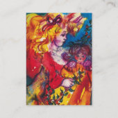 KLEINES MÄDCHEN, KATZE UND HÜBSCHES DOLL-Hellblau Visitenkarte (Rückseite)