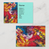 KLEINES MÄDCHEN, KATZE UND HÜBSCHES DOLL-Hellblau Visitenkarte (Vorne/Hinten)