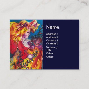 KLEINES MÄDCHEN, KATZE UND HÜBSCHES DOLLAR blau Visitenkarte