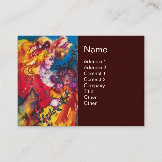 KLEINES MÄDCHEN, KATZE UND HÜBSCHES DOLLAR, Gelb b Visitenkarte (Vorderseite)