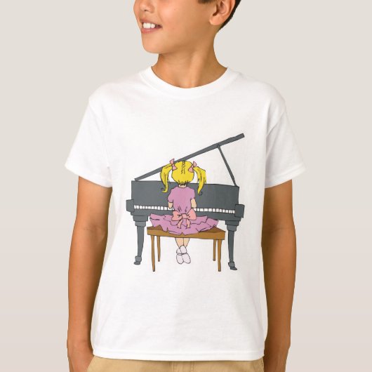 Kleines Mädchen Klavier spielen T-Shirt (Vorderseite)